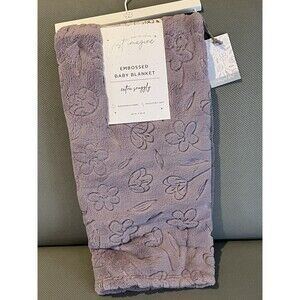 JUST IMAGINE Embossed Baby Blanket Purple Floral Flowers Extra Snuggly Girls New